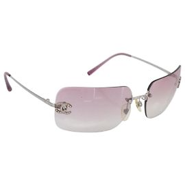 Occhiali da sole CHANEL Metal Silver CC Auth bs36898 Argento