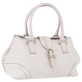 BURBERRY Handtasche aus Leder Weiß Silber Auth 202261 Silber Weiß