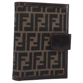 FENDI Zucca Canvas Day Planner Cover Brown Black Auth 199457 Brown Black