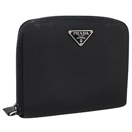 Portafoglio Bifold PRADA Nylon Black Silver Auth bs36914 Nero Argento