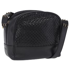 Bolsa de Ombro BALLY em Couro Preta com Detalhes Dourados Auth 202169 Preto Outro