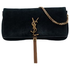 Autre Marque Bolsa Satchel Saint Laurent Kate 99 em camurça preta com monograma e borla Preto