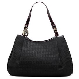 Borsa a tracolla Fendi Zucchino Canvas nera Nero