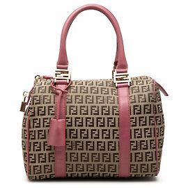 Borsa Boston Fendi Zucchino Canvas Beige Beige