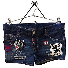 Short en denim Dsquared2 avec patchs Caten Twins Noir Blanc Rouge Bleu
