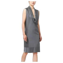 Vestido sem mangas Balenciaga com decote drapeado Branco Cinza