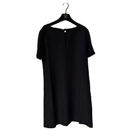 Chanel Short Sleeve Black Cotton Dress Black