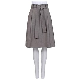 Oscar de la Renta Gray Wool A-Line Midi Skirt M Pre-owned Other