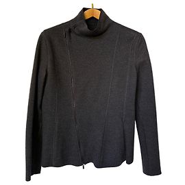 Autre Marque BORGO 21 Grey Wool and Cashmere Asymmetric Zip Jacket Grey