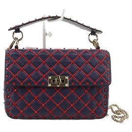 Valentino Garavani Rockstud Borsa a Tracolla Pelle Blu Rosso Blu