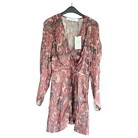 Vestido estampado Iro em seda e viscose Preto Branco Vermelho Outro