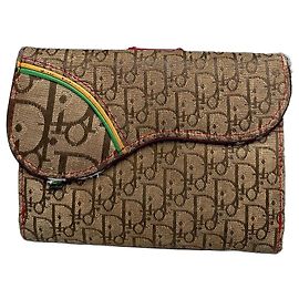 Autre Marque Carteira com aba Vintage Dior Monogram Canvas Castanho Vermelho Marrom