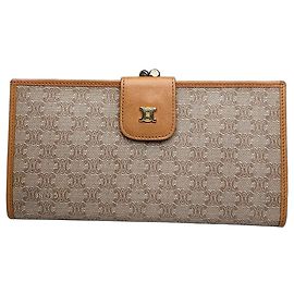 Céline Cartera bifold Vintage Celine Monogram Canvas Beige Brown Beige