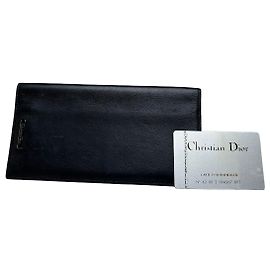 Autre Marque Vintage Dior Smooth Leather Bifold Wallet Black Silver Black