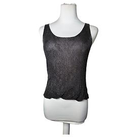 Vintage Issey Miyake ärmelloses Top Black Silver S Schwarz