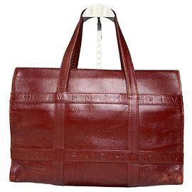 Vintage Givenchy Embossed Leather Structured Bag Burgundy Gold Dark red