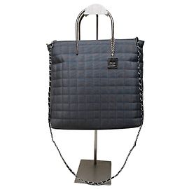 Sacola Vintage Courreges em Nylon Acolchoado Grey Silver Cinza