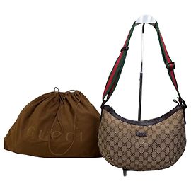 Borsa a tracolla Vintage Gucci GG Monogram con catena Beige Brown Beige
