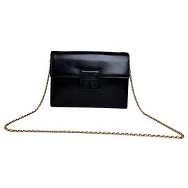 Borsa a tracolla con patta in pelle testurizzata con logo Givenchy Vintage Nera Nero