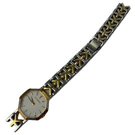 Relógio de pulso octogonal Vintage Yves Saint Laurent Gold Silver Branco