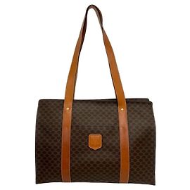 Céline CELINE Vintage Macadam Blazon Pattern Triomphe Leder Tote Bag Braun