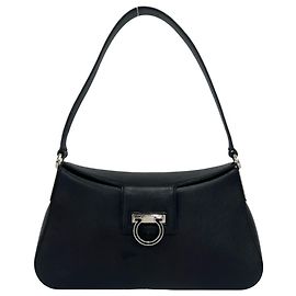 Salvatore Ferragamo Black Leather Handbag Black