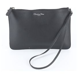 Christian Dior Clutch aus schwarzem Leder Schwarz