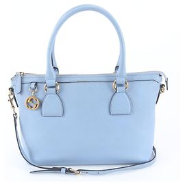 Bolsa de Ombro 2-Way em Couro Gucci Interlocking G Azul