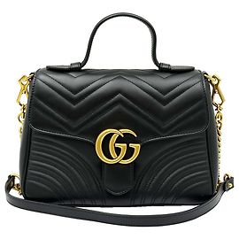 Gucci Matelassé GG Marmont Top Handle Small Black Negro