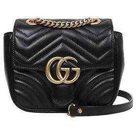 Gucci Mini Marmont Matelassé Schultertasche Schwarz Schwarz