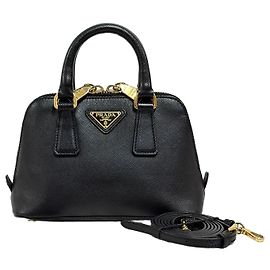 Prada Mini bolso tote bandolera de Saffiano negro Negro