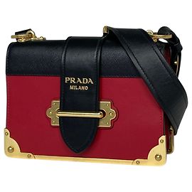 Borsa a tracolla Prada PRADA Cahier in pelle Nero e Rosso Nero Rosso