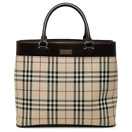 Sacola Burberry Beige House Check Canvas Bege