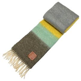 Cachecol de malha de lã mohair com franjas e patch do logótipo Anagram Loewe Multicor