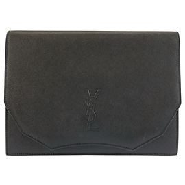Pochette Yves Saint Laurent Vintage en cuir noir Noir