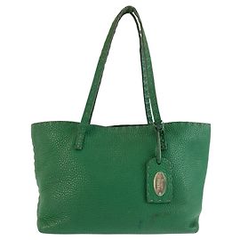Fendi Selleria Green Leather Tote Bag Green