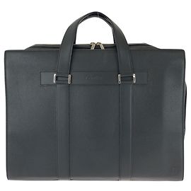Cartier Must Line Black Leather Briefcase Black