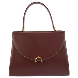 CARTIER Vintage Must Line Bordeaux Leather Handbag Dark red