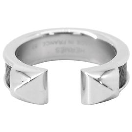 Hermès Hermes Athena Double Clou Band Ring Black