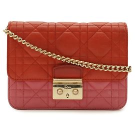 Sac à épaule Pochette Cannage Christian Dior Rose Rouge