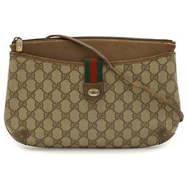 Gucci Old GG Plus Sherry Line Shoulder Bag Brown Beige