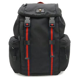 Mochila GUCCI Techno Canvas Web Line Sherry Cat Head Preto Vermelho Verde Azul marinho