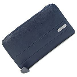 Bulgari Bvlgari Navy Leather Long Wallet Navy blue