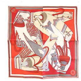 Hermès Lenço de seda vermelho Hermes Vermelho