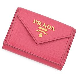 Prada Saffiano Tri-fold Geldbörse Pink