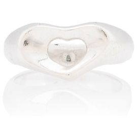 Tiffany & Co. Elsa Peretti Sterling Silver Open Heart Ring - Size 4 1/2 Silvery Metallic