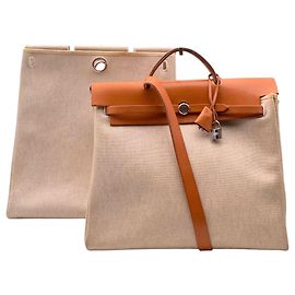 Louis Vuitton Vintage Cloth Handbag Herbag Brown Beige