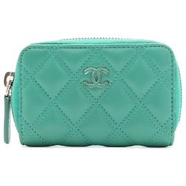 Porta-moedas Chanel Matelassé Coco Mark Zip Verde