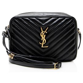 Autre Marque Bolsa Lou Camera Monograma em couro de bezerro matelassé Saint Laurent Preto