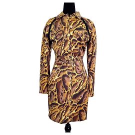 Versus Versace Robe Imprimé Léopard Laine 1990s Marron Imprimé léopard